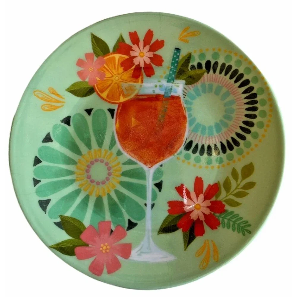 Tropical Drink Melamine Snack Appetizer Dessert Plates 6